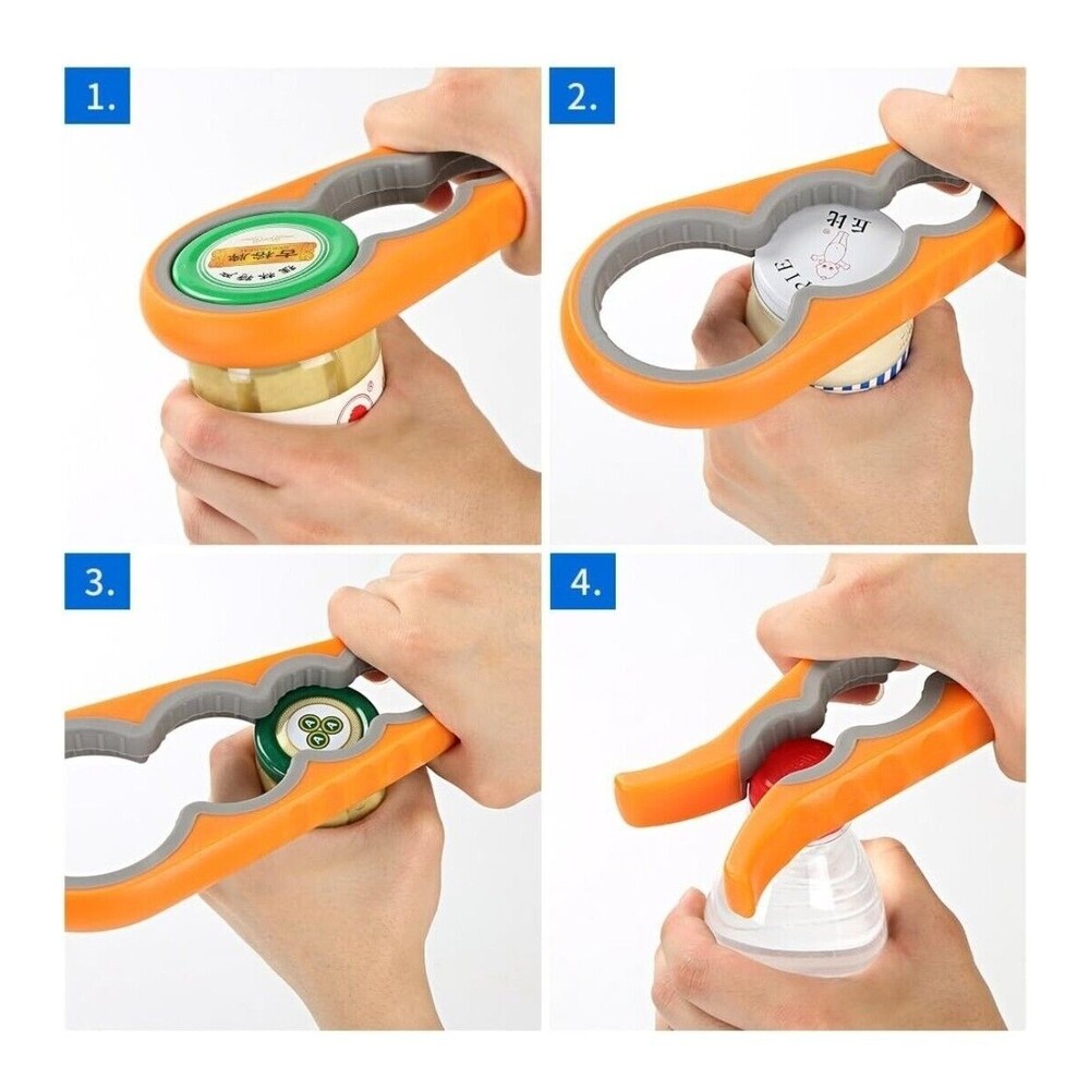 1pc Multifunctional 4-in-1 Jar Opener,can Opener Jar Gripper  Orange/Grey
